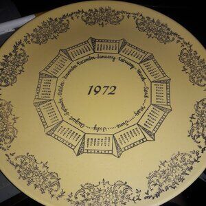 1972 Marked Taylor Smith Yellow Calendar Plate Mint